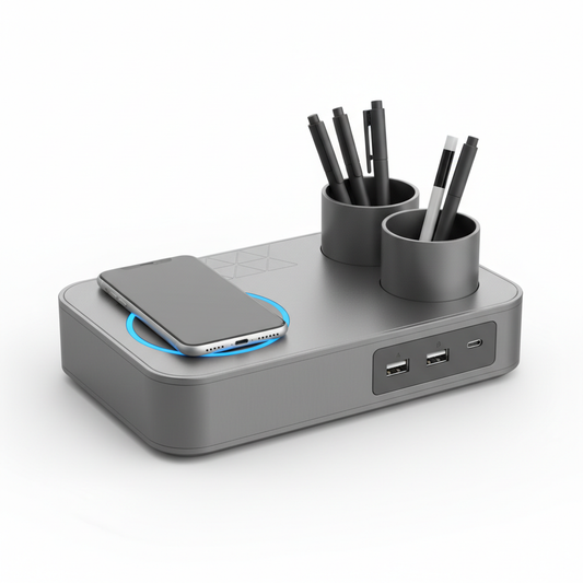 Slimme bureau-organizer met USB-aansluiting